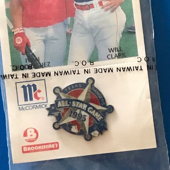 1995 Texas Rangers All Star Game Pin Card Ivan Rodriguez Will Clark - Picture 7 of 11
